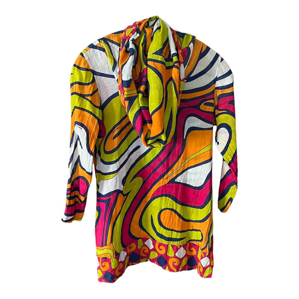 Gretchen Scott Womens Colorful Tunic Top Cover Up Cowl Neck Size XS